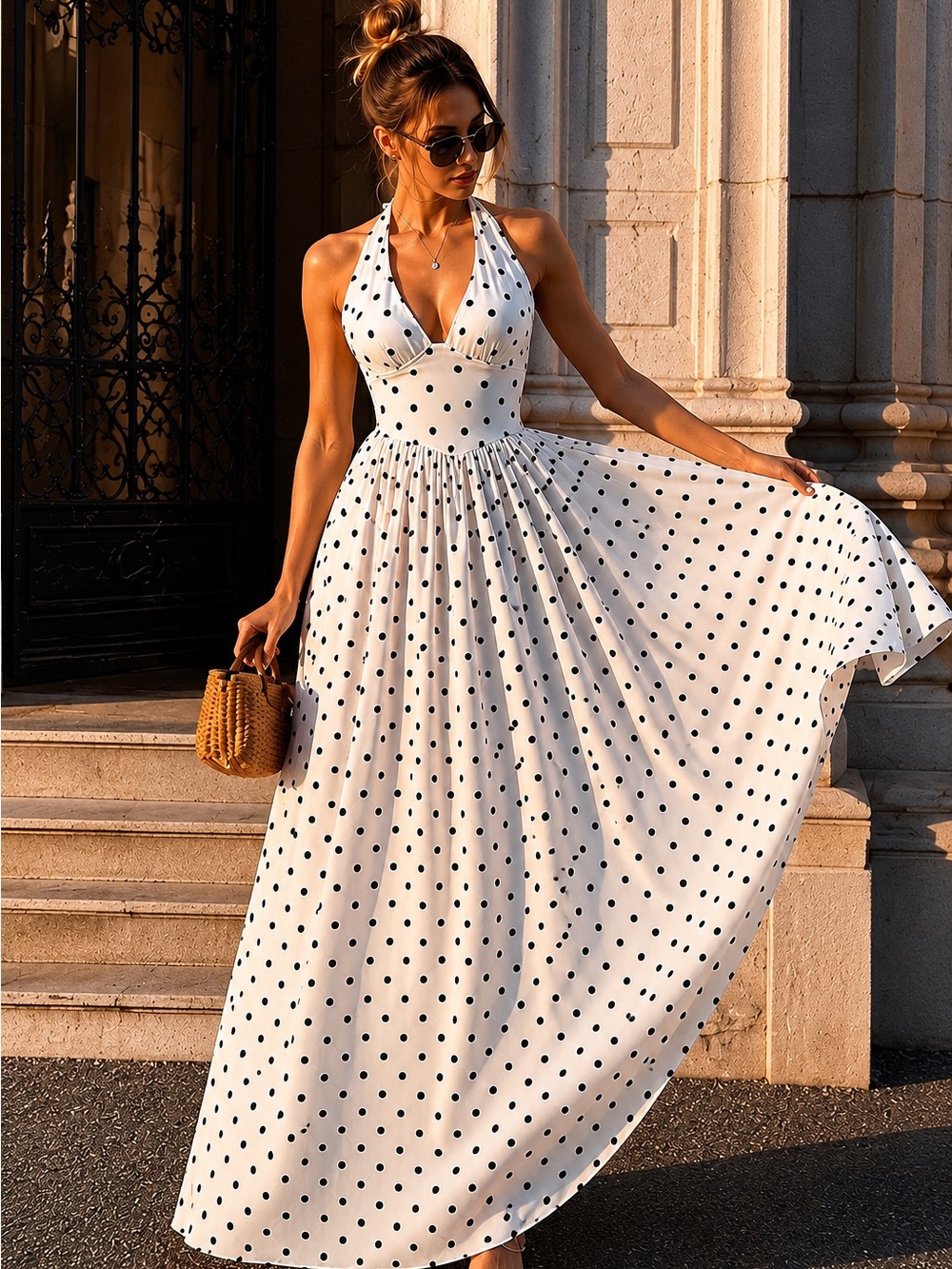 Classic Black & White Polka Dot Dress | Romantic French Style